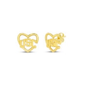 USC Trojans Gold Plated Heart Shaped Post Earrings